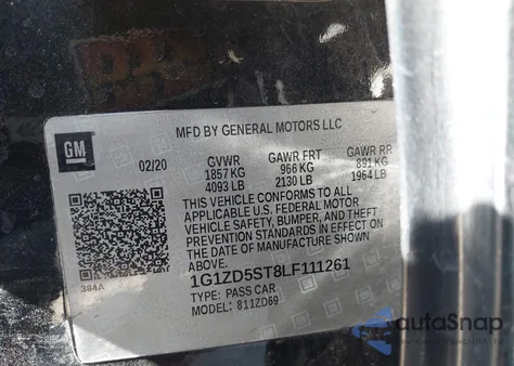 2020 Chevrolet Malibu Fwd Lt из США, поврежденный, VIN 1G1ZD5ST8LF111261